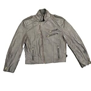 Berman's Vintage Motorcycle/Moto Leather Jacket Zip Out Liner Men's‎ Gray 38